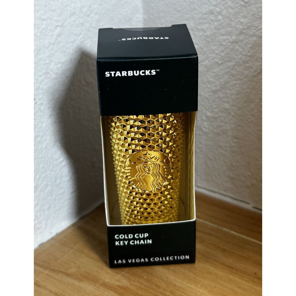 Starbucks 2021 Gold Las Vegas Golden Studded Collection  Cold Cup Keychain NWT